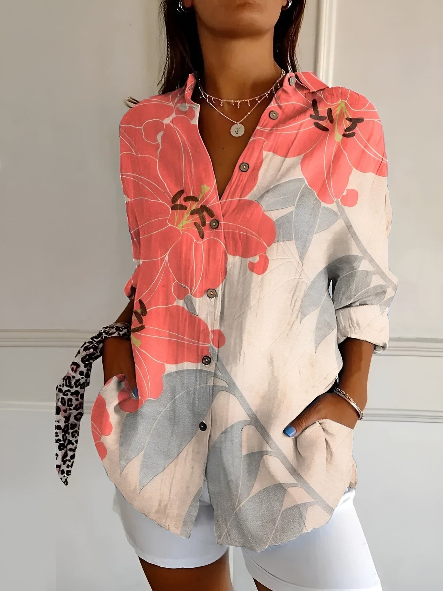 Valentine – Camisa abotonada elegante de manga larga para mujer