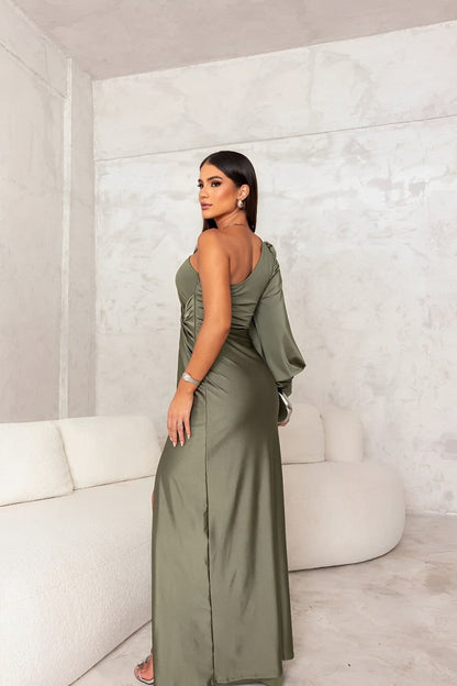 Vestido elegante de manga larga con diseño floral – FLORENCIA